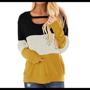 Women’s long sleeve chest cut out tunic scoop neck